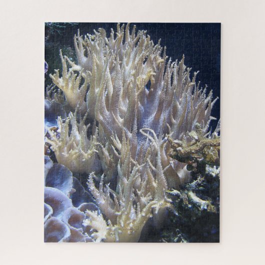Bleek wit levend koraal in het donkere zeewater legpuzzel (Verticaal)