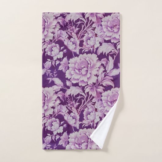 Bleek Wit/Violet herhaal roos Bad Handdoek (Handdoek)