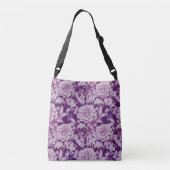 Bleek Wit/Violet herhaal roos Crossbody Tas (Achterkant)