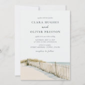 Bleek Zand Teal Script Cape Cod Duingras Bruiloft Kaart (Voorkant)