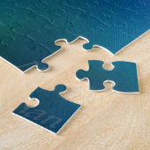 Bleek zee fossiel op blauwe en aqua legpuzzel (Zijkant)