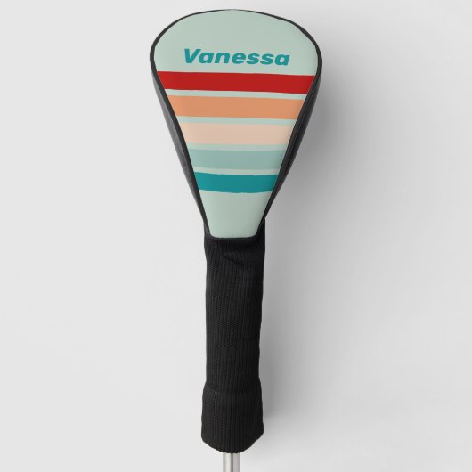 Bleek Zeeglas Over Strepen met Naam Golfheadcover (Voorkant)