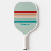 Bleek Zeeglas over Strepen met Naam Pickleball Paddle (Achterkant)