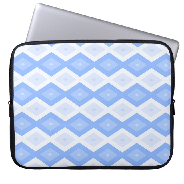 Bleekblauw diamantpatroon laptop sleeve (Voorkant)