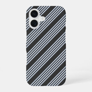 Bleekblauw en houtskool vijf strepenpatroon iPhone 16 hoesje