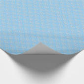 Bleekblauw en wit bloemendamask cadeaupapier (Hoek)