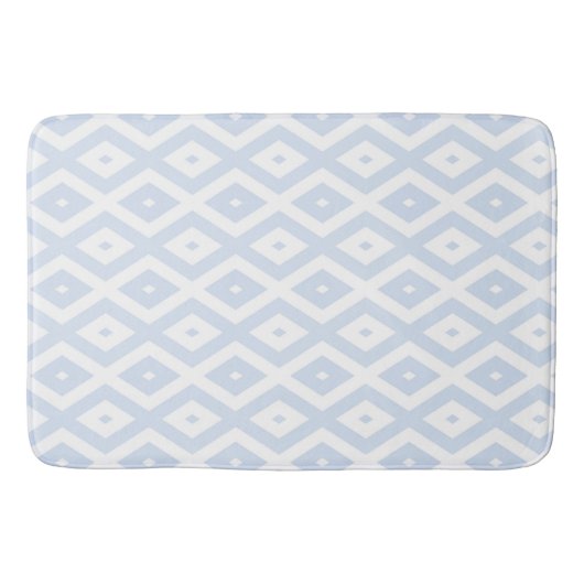 Bleekblauw en wit diamantpatroon badmat (Voorkant)