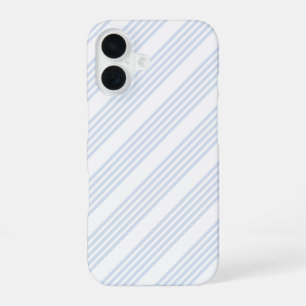 Bleekblauw en wit vijf strepenpatroon iPhone 16 hoesje