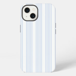 Bleekblauw en wit vijf strepenpatroon iPhone 13 hoesje