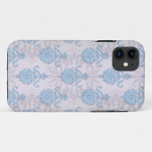 Bleekblauw en zilverwit damast Case-Mate iPhone case (Achterkant (horizontaal))