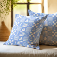 Bleekblauw Maritiem Patchwork Patroon