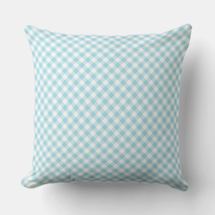 Bleekblauw Wit Diagonaal Gekruist Gingham Patroon Kussen
