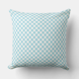 Bleekblauw Wit Diagonaal Gekruist Gingham Patroon Kussen