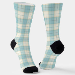 Bleekblauw & Wit Schots Geruit Pret Sokken