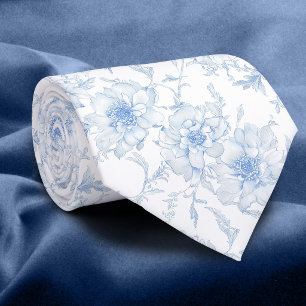 Bleekblauwe bloemen toile de jouy das