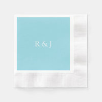 Bleekblauwe Cyaan Monogram Eerste Aangepaste Trouw