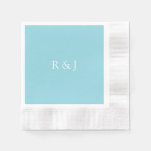 Bleekblauwe Cyaan Monogram Eerste Aangepaste Trouw Servet