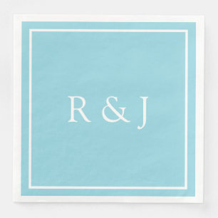 Bleekblauwe Cyaan Monogram Initiaal Ampersand Brui Servet