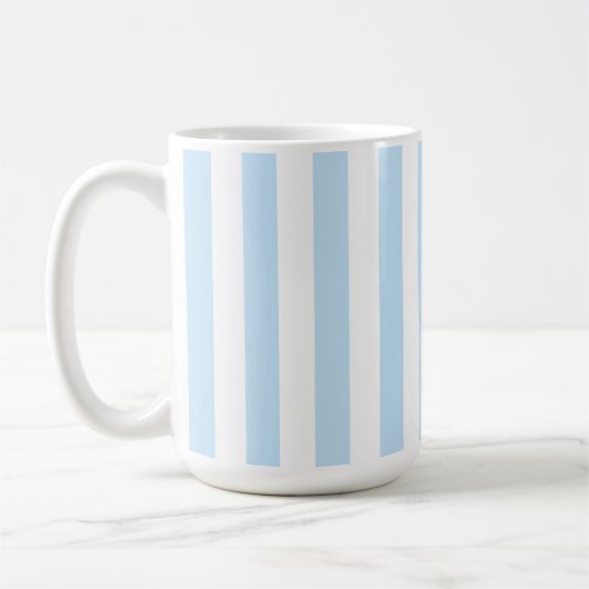 Bleekblauwe en witte Candy Stripe Koffiemok (Links)