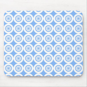 Bleekblauwe en Witte Geometrische Patroon Cirkels Muismat