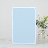 Bleekblauwe en witte Griekse sleutelrand Briefpapier (Staand voorkant)