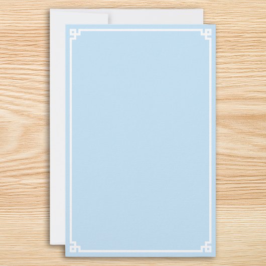 Bleekblauwe en witte Griekse sleutelrand Briefpapier