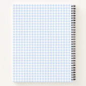Bleekblauwe Gingham Grandmillennial Monogramnaam Notitieboek (Achterkant)