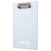 Bleekblauwe Gingham Klassieke Monogram Klembord (Links)
