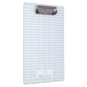 Bleekblauwe Gingham Klassieke Monogram Klembord (Rechts)