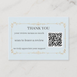 Bleekblauwe Gouden Bedankt Review QR voor Kleine B Informatiekaartje