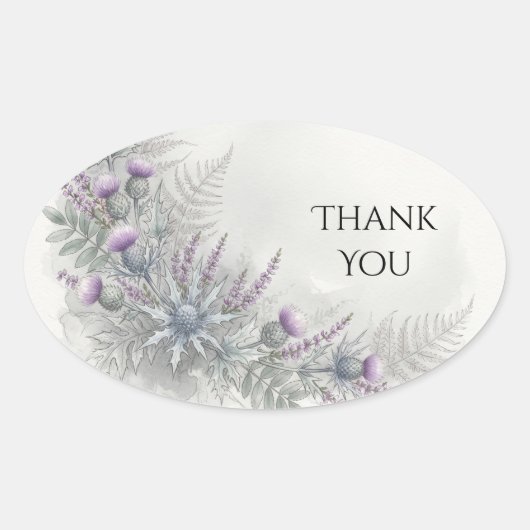 Bleekblauwe lavendel botanische bedank sticker (Voorkant)