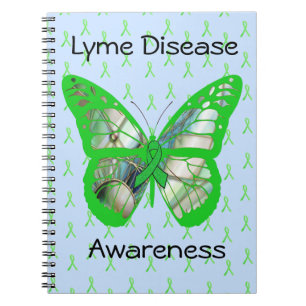 Bleekblauwe lichtgroene Lyme-bewustzijnslint Notitieboek