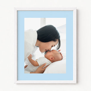 Bleekblauwe Nieuwe Babyjongen Foto Poster