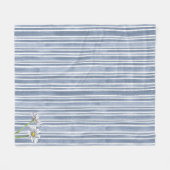 Bleekblauwe oneven gestreepte bloemige waterverf m fleece deken (Voorkant (Horizontaal))