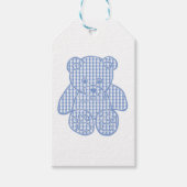 Bleekblauwe Pastel Gingham Teddibeer Klassieke Ron Cadeaulabel (Voorkant)