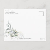 Bleekblauwe Roos Waterverf Foto Save the Date Briefkaart (Achterkant)