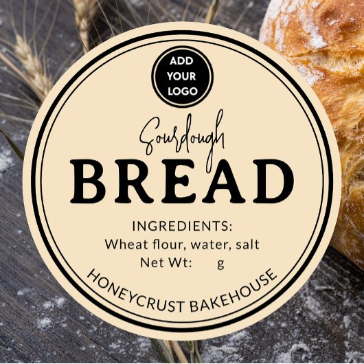Bleekbruine bakkerij zuurdesembrood label sticker