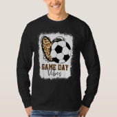 Bleekende Soccer Game Day Vibes Leopard Soccer Ma T-shirt (Voorkant)