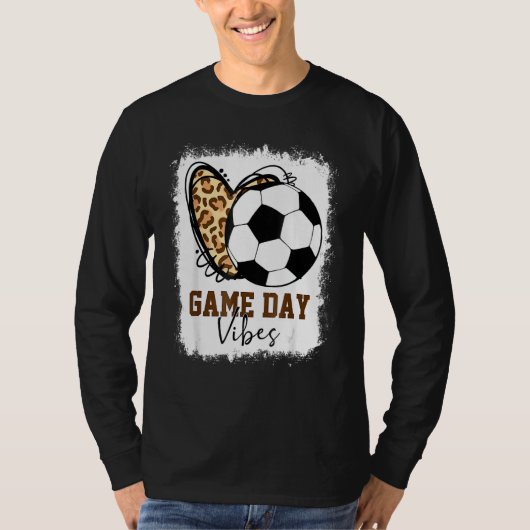 Bleekende Soccer Game Day Vibes Leopard Soccer Ma T-shirt (Voorkant)