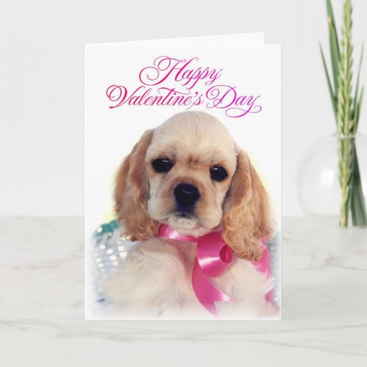 Bleekgeel Cocker puppy Feestdagen Kaart (Voorkant)