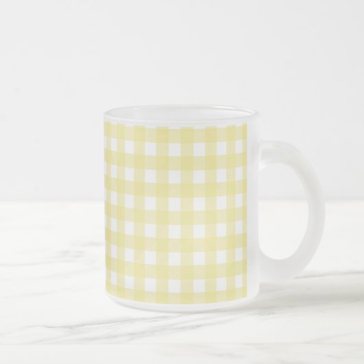 Bleekgeel en wit geruit matglas koffiemok (Rechts)