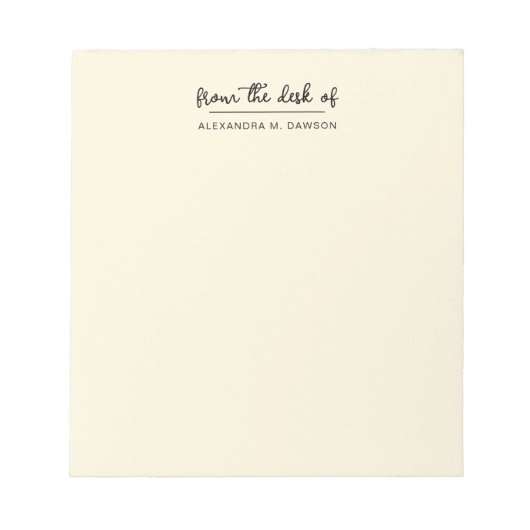 Bleekgeel Van het bureau van eenvoudige scriptnaam Notitieblok (Voorkant)