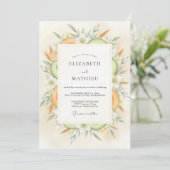 Bleekgele Citrus Zachte Eucalyptus Bruiloft Kaart (Staand voorkant)