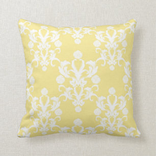 Bleekgele damasten vintage stijl shabby kussen