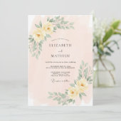 Bleekgele Elegante Lente Bruiloft Kaart (Staand voorkant)