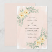 Bleekgele Elegante Lente Bruiloft Kaart (Voorkant / Achterkant)