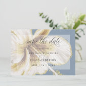 Bleekgele en ivoorkleurige tropische bloem waterve save the date (Staand voorkant)