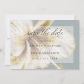 Bleekgele en ivoorkleurige tropische bloem waterve save the date (Voorkant)