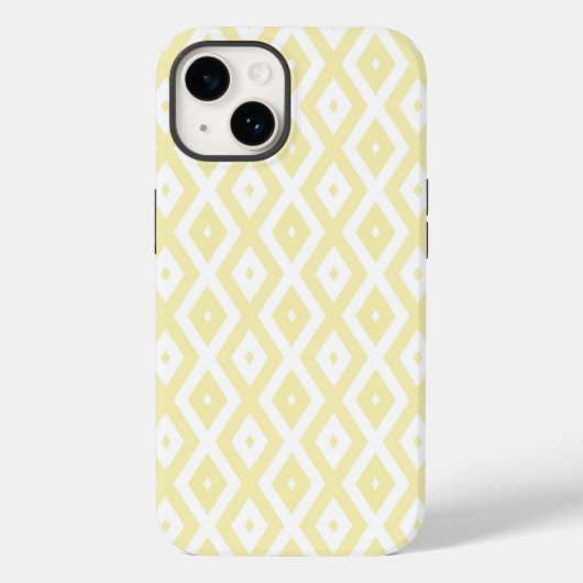 Bleekgele en witte diamant patroon Case-Mate iPhone case (Achterkant)