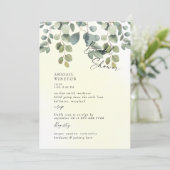 Bleekgele Eucalyptus Bruiloftsborrel met Zwik Kaart (Staand voorkant)